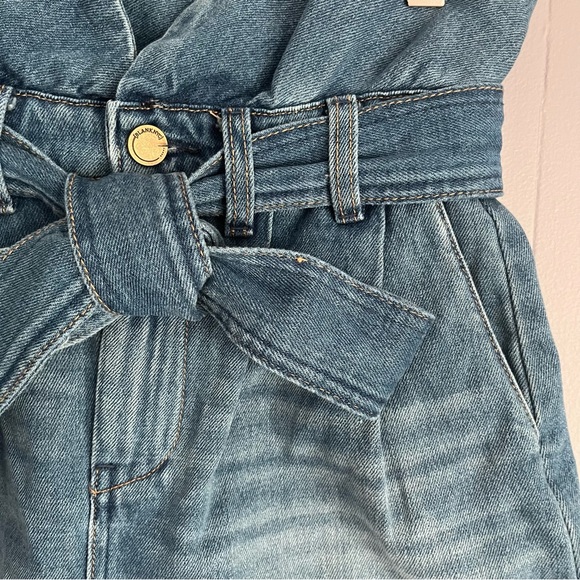 BLANKNYC High Waist Paperbag Denim shorts size 27 self belt New - Picture 3 of 7